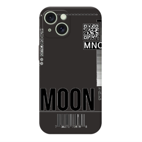 Apple iPhone 15 A ticket to the moon Black Colored Silicone TPU Θήκη