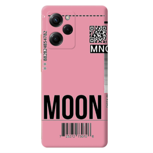 Xiaomi Poco X5 Pro A ticket to the moon Pink Colored Silicone TPU Θήκη