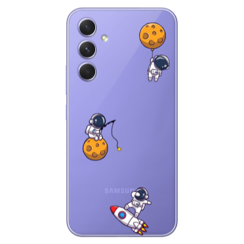 Samsung A36 Cute astronauts Transparent Silicone TPU Θήκη