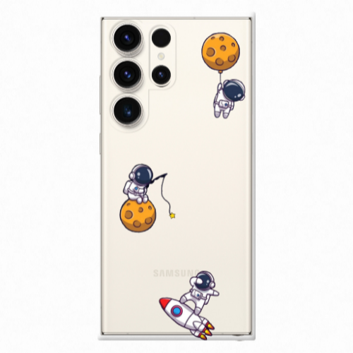 Samsung S25 Ultra Cute astronauts Transparent Silicone TPU Θήκη