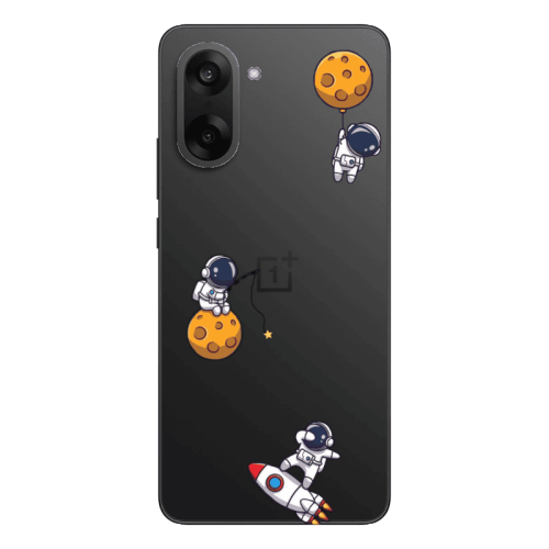 Oneplus Nord CE 5 Cute astronauts Transparent Silicone TPU Θήκη
