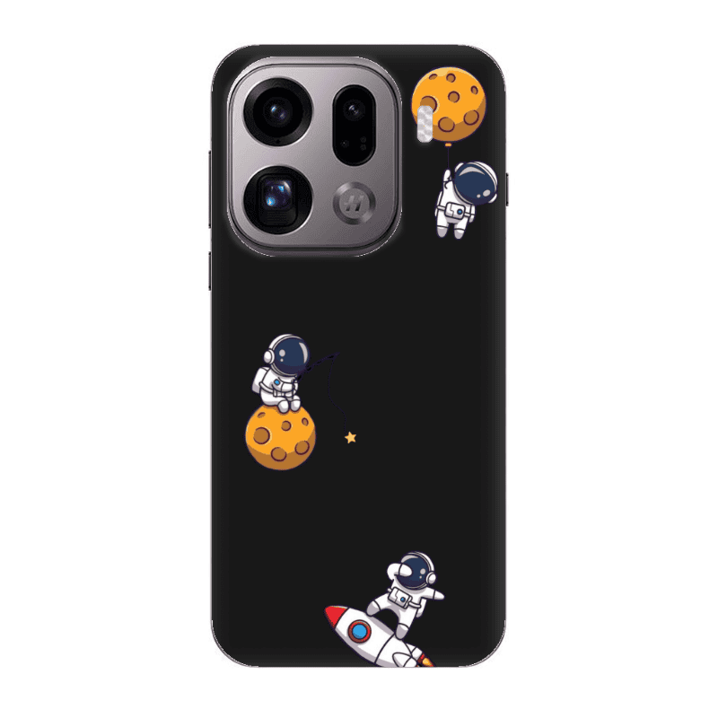 Oppo Find X9 Pro Cute astronauts Black Colored Silicone TPU Θήκη