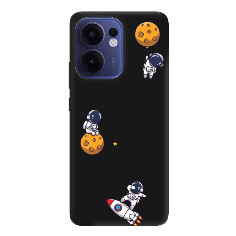 Oppo Reno13 FS Cute astronauts Black Colored Silicone TPU Θήκη