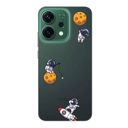 Oppo RENO 14 Cute astronauts Transparent Silicone TPU Θήκη