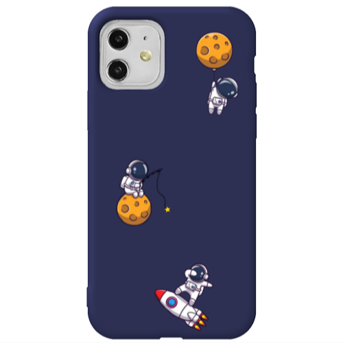 Apple iPhone 11  Cute astronauts Dark blue Colored Silicone TPU Θήκη