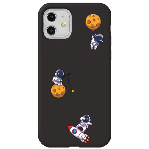 Apple iPhone 11  Cute astronauts Black Colored Silicone TPU Θήκη