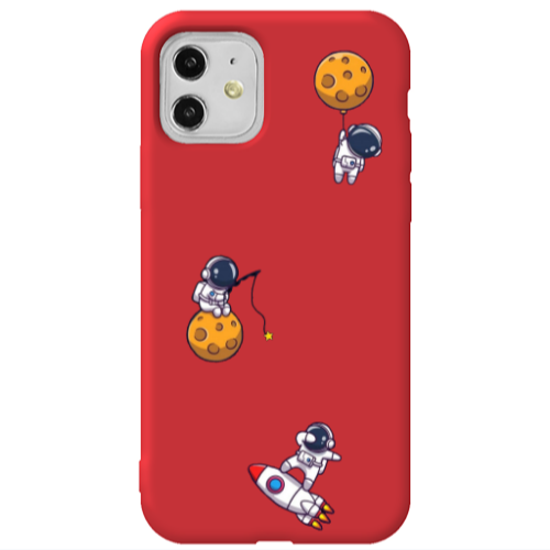 Apple iPhone 11  Cute astronauts Red Colored Silicone TPU Θήκη