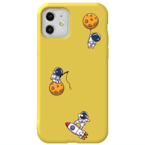 Apple iPhone 11  Cute astronauts Yellow Colored Silicone TPU Θήκη