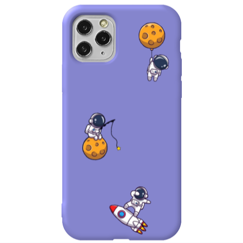Apple iPhone 11 Pro Cute astronauts Purple Colored Silicone TPU Θήκη