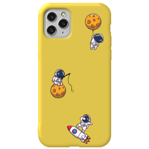 Apple iPhone 11 Pro Cute astronauts Yellow Colored Silicone TPU Θήκη