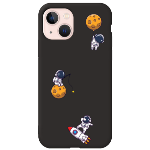 Apple iPhone 13 Cute astronauts Black Colored Silicone TPU Θήκη