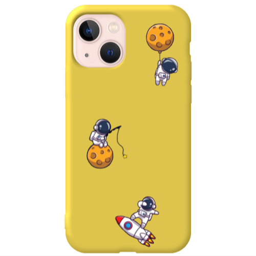 Apple iPhone 13 Cute astronauts Yellow Colored Silicone TPU Θήκη