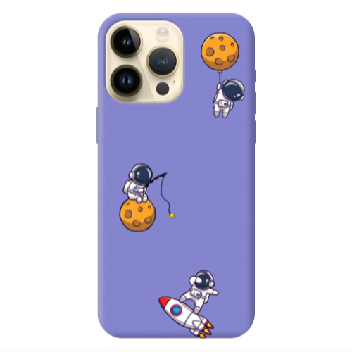 Apple iPhone 13 Pro Max Cute astronauts Purple Colored Silicone TPU Θήκη