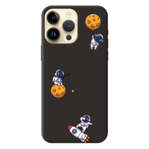 Apple iPhone 13 Pro Max Cute astronauts Black Colored Silicone TPU Θήκη