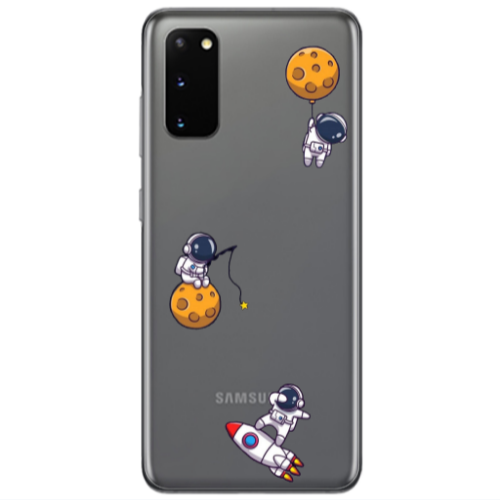 Samsung S20 Cute astronauts Transparent Silicone TPU Θήκη