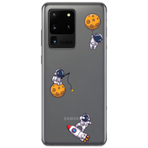 Samsung S20 Ultra Cute astronauts Transparent Silicone TPU Θήκη