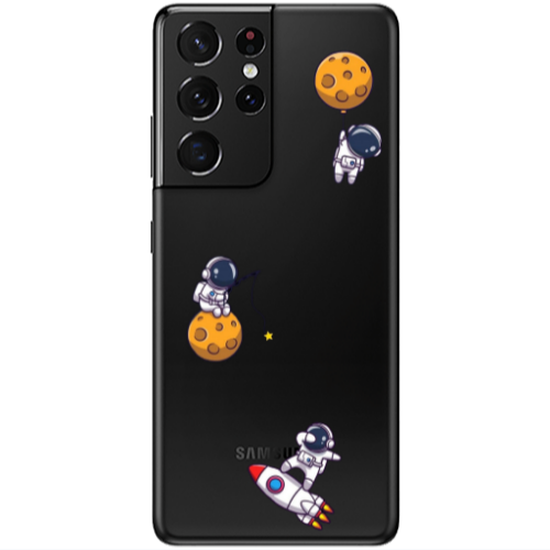 Samsung S21 Ultra Cute astronauts Transparent Silicone TPU Θήκη