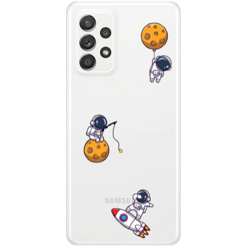 Samsung A53 Cute astronauts Transparent Silicone TPU Θήκη