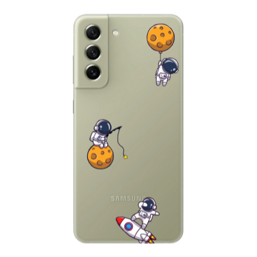 Samsung S22 Plus Cute astronauts Transparent Silicone TPU Θήκη