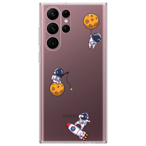 Samsung S22 Ultra Cute astronauts Transparent Silicone TPU Θήκη