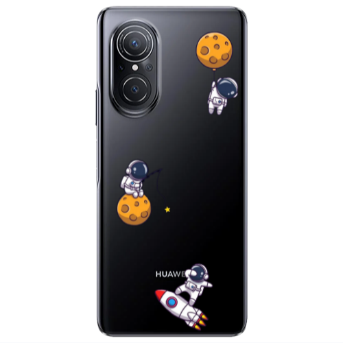 Huawei Nova 9 SE Cute astronauts Transparent Silicone TPU Θήκη