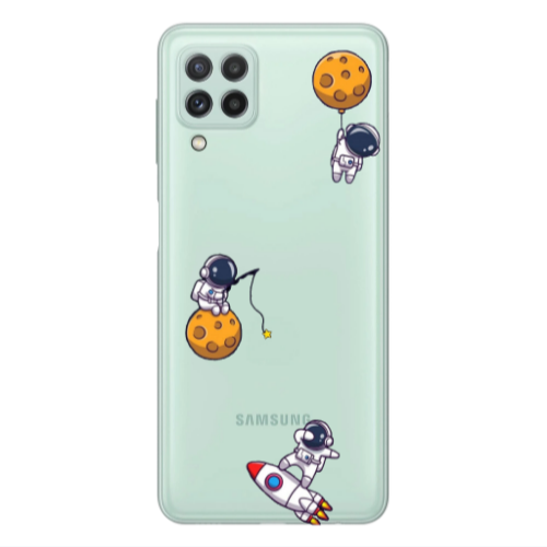 Samsung A22 4G Cute astronauts Transparent Silicone TPU Θήκη