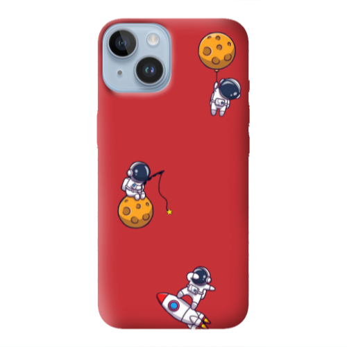 Apple iPhone 14 Plus Cute astronauts Red Colored Silicone TPU Θήκη