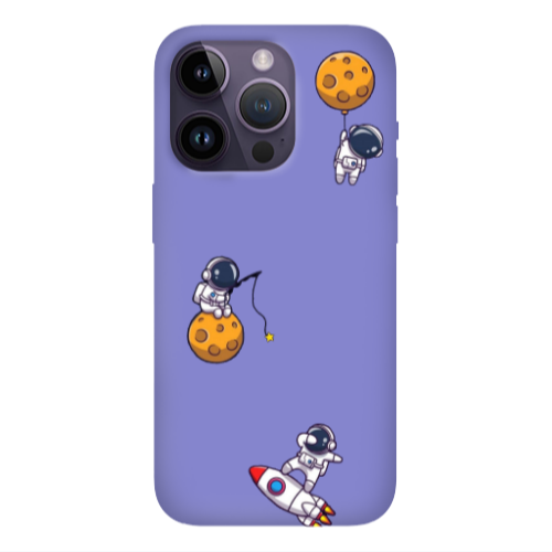 Apple iPhone 14 Pro  Cute astronauts Purple Colored Silicone TPU Θήκη