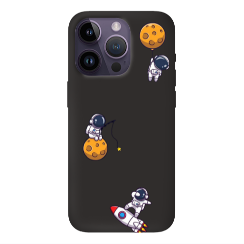 Apple iPhone 14 Pro  Cute astronauts Black Colored Silicone TPU Θήκη
