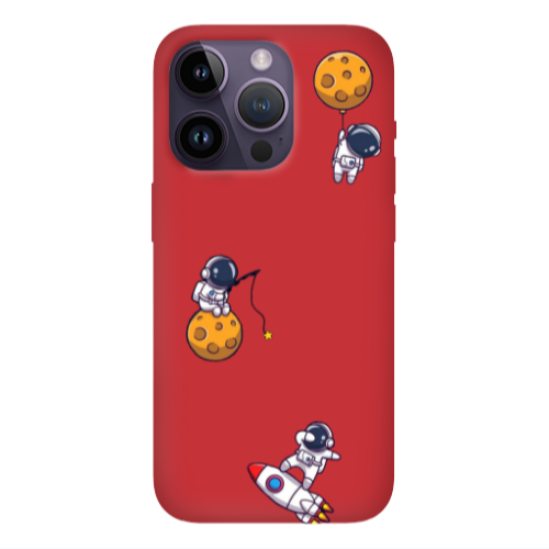 Apple iPhone 14 Pro  Cute astronauts Red Colored Silicone TPU Θήκη