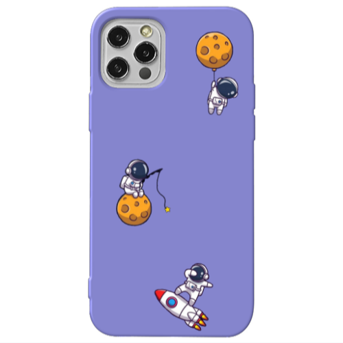 Apple iPhone 13 Pro Cute astronauts Purple Colored Silicone TPU Θήκη