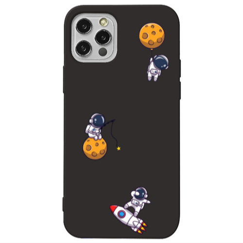 Apple iPhone 13 Pro Cute astronauts Black Colored Silicone TPU Θήκη