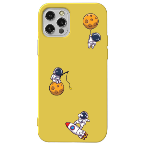 Apple iPhone 13 Pro Cute astronauts Yellow Colored Silicone TPU Θήκη