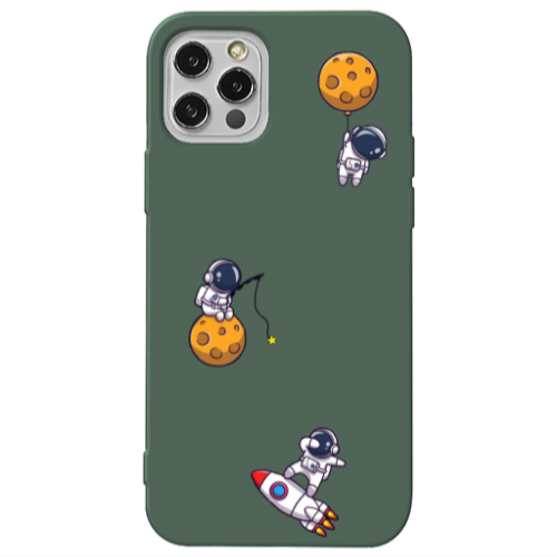 Apple iPhone 13 Pro Cute astronauts Dark Green Colored Silicone TPU Θήκη