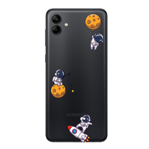 Samsung A04 Cute astronauts Transparent Silicone TPU Θήκη
