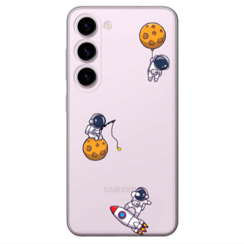 Samsung S23 Plus Cute astronauts Transparent Silicone TPU Θήκη