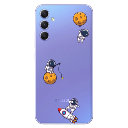Samsung A34 Cute astronauts Transparent Silicone TPU Θήκη