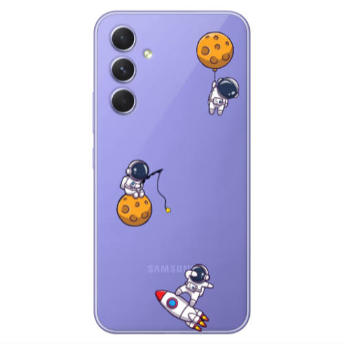Samsung A54 Cute astronauts Transparent Silicone TPU Θήκη
