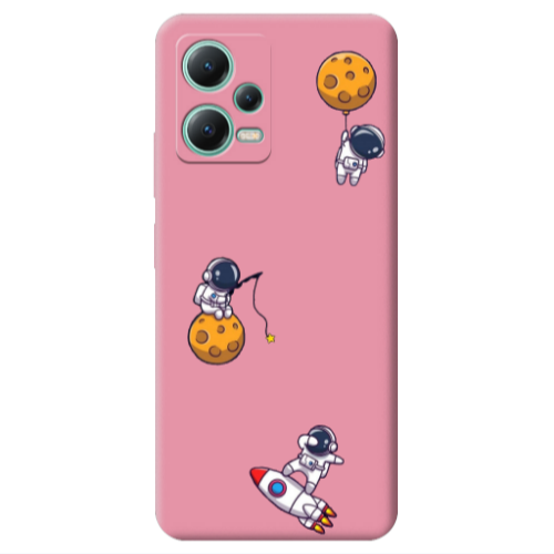 Xiaomi Redmi Note 12 Pro 5G Cute astronauts Pink Colored Silicone TPU Θήκη