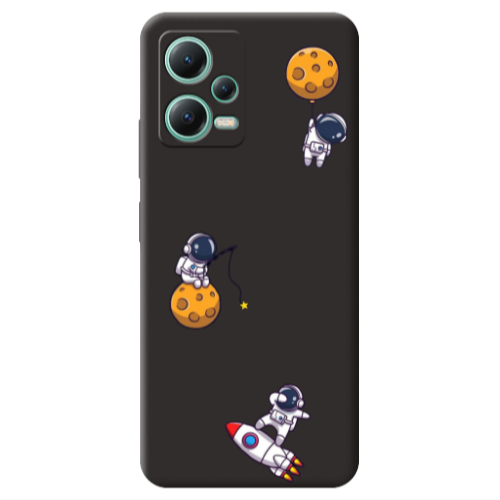 Xiaomi Redmi Note 12 Pro 5G Cute astronauts Black Colored Silicone TPU Θήκη