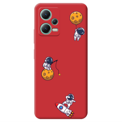 Xiaomi Redmi Note 12 Pro 5G Cute astronauts Red Colored Silicone TPU Θήκη