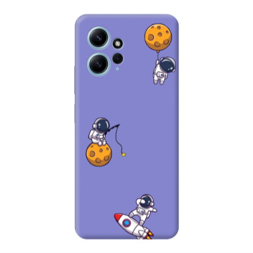 Xiaomi Redmi Note 12 4G Cute astronauts Purple Colored Silicone TPU Θήκη