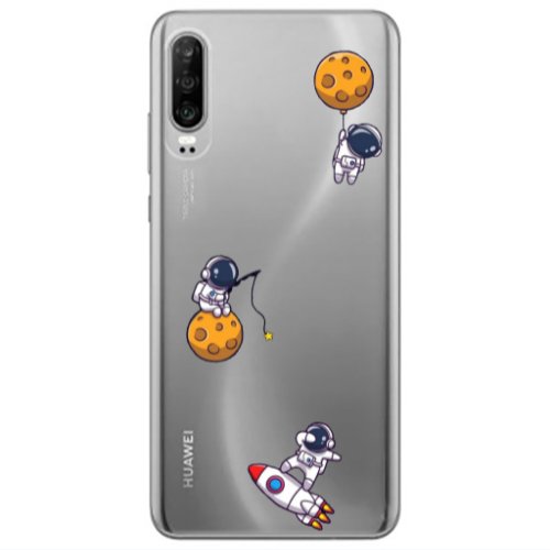 Huawei P30 Cute astronauts Transparent Silicone TPU Θήκη