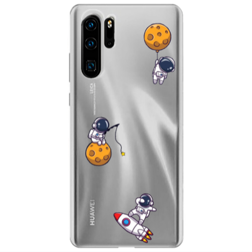 Huawei P30 Pro Cute astronauts Transparent Silicone TPU Θήκη