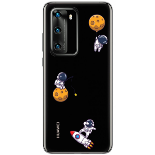 Huawei P40 Cute astronauts Transparent Silicone TPU Θήκη