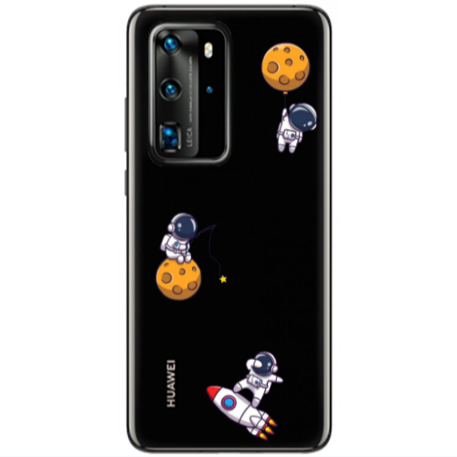 Huawei P40 Pro Cute astronauts Transparent Silicone TPU Θήκη