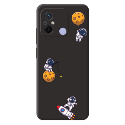 Xiaomi Redmi 12C Cute astronauts Black Colored Silicone TPU Θήκη