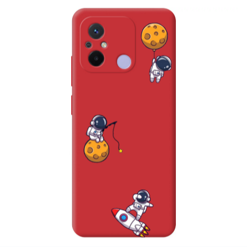 Xiaomi Redmi 12C Cute astronauts Red Colored Silicone TPU Θήκη