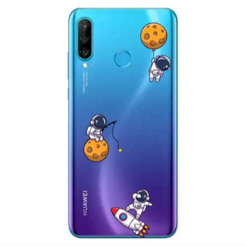 Huawei P30 Lite Cute astronauts Transparent Silicone TPU Θήκη