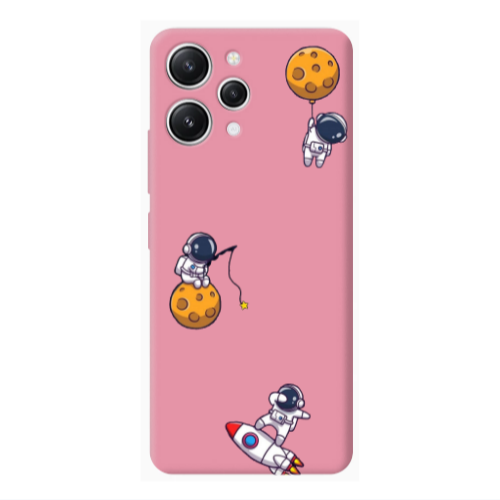 Xiaomi Redmi 12 Cute astronauts Pink Colored Silicone TPU Θήκη